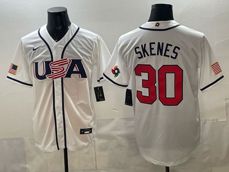 Men 2026 World Cub USA #30 Skenes White Game Nike MLB Jersey style 001